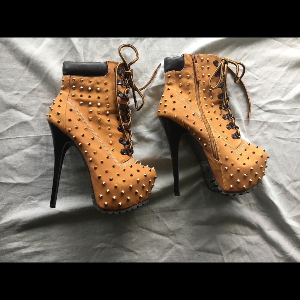 Alba tan extremely high platform spiked heels 7